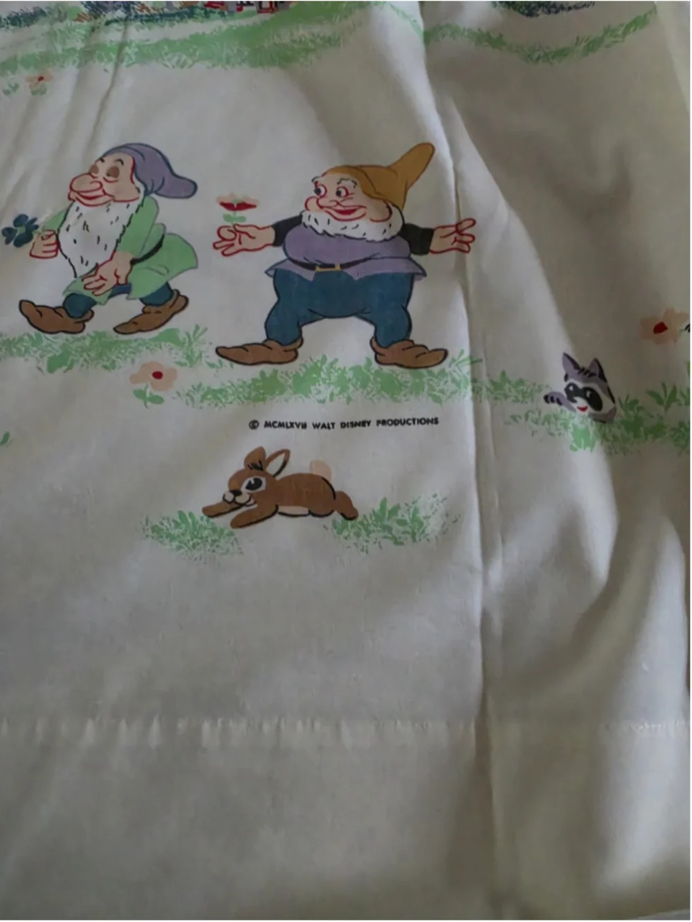 1967 Walt Disney Snow White & Dwarfs Twin Sheet Set Wamsutta Ultracale Complete